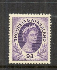 Rhodesia & Nyasaland QEII 1950s Early Issue Fine Mint Hinged 9d. NW-137523