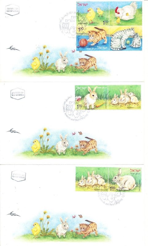 ISRAEL 2010 FAUNA ANIMALS & THEIR OFFSPRING MINI SHEET CUT OUTS SET OF 15 FDC's 