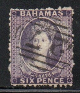 Bahamas Sc 14 1863 6d dark violet Victoria stamp used