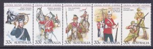 Australia 945 MNH 1985 Royal Victorian Volunteer Artillery Strip of 5