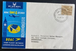 1963 New Zealand First Flight Airmail Cover To Düsseldorf Germany BOAC Comet Jet