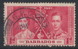 Barbados  SG 245 SC# 190 Coronation 1937  Used   see details and scan