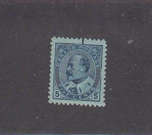 CANADA # 91 VF-MNH KEV11 5cts BLUE CAT VALUE $1200 Has Tiny ink Stain Top