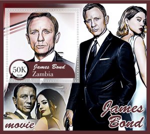 Stamps. James Bond 6 sheets perf Zambia MNH **