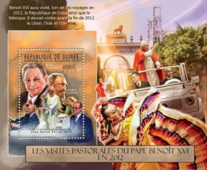 GUINEA 2012 SHEET POPES BENEDICT XVI RAUL CASTRO FIDEL CASTRO