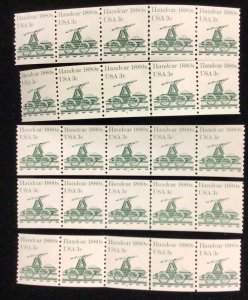1898 Handcar Coils   5 PNC strips of 5 MNH 3 c Plate #2  1983