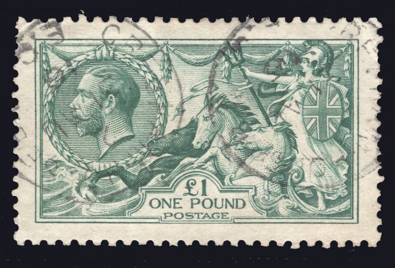 MOMEN: GREAT BRITAIN SG #403 1913 SEAHORSE WATERLOW USED £1,400 LOT #66867*