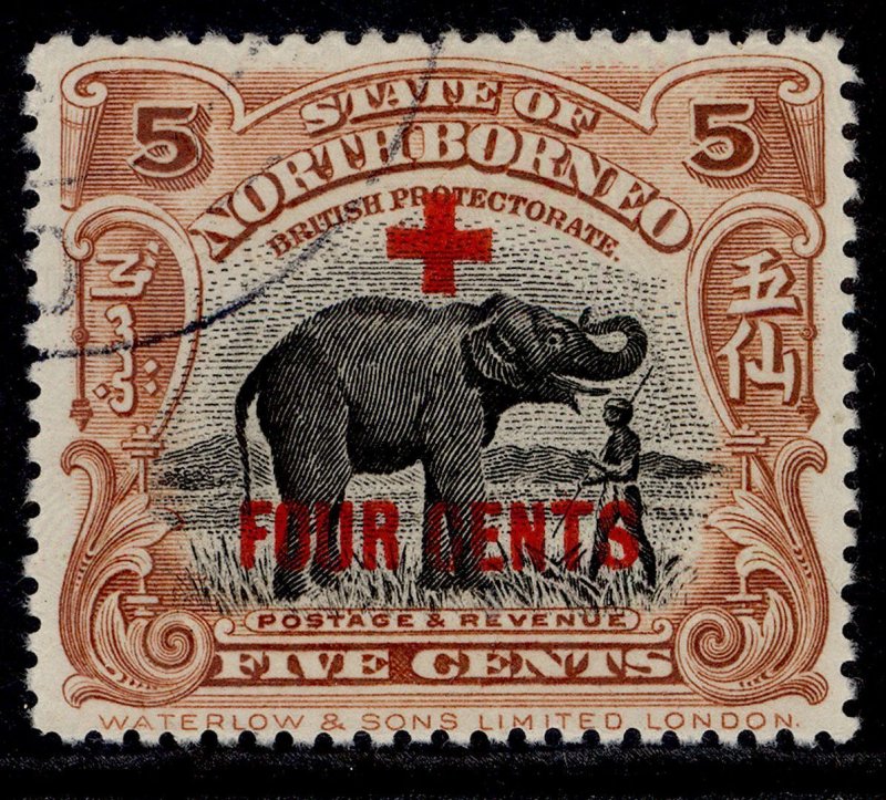 NORTH BORNEO GV SG239, 5c + 4c brown, FINE USED. Cat £25.