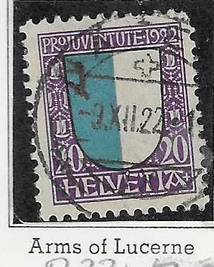 Switzerland #B23  20c  Arms of Lucerne  (U)  CV$3.00