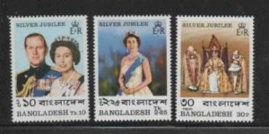 BANGLADESH #123-125 1977 REIGN OF QEII 25TH ANNIV. MINT VF NH O.G