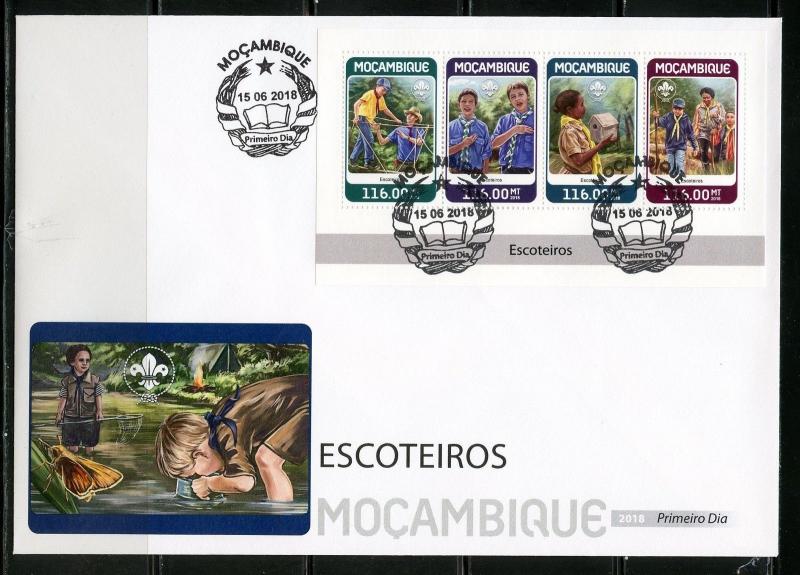 MOZAMBIQUE 2018  BOY SCOUTS  SHEET FIRST DAY COVER 