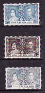 Aden-Sc#13-15-unused NH KGVI Coronation set-Omnibus-1937-