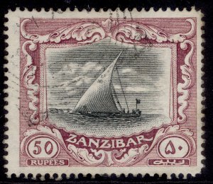 ZANZIBAR GV SG260e, 50r black & purple, FINE USED. Cat £1400. WMK ROSETTES