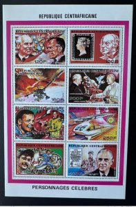 Central African 1990 Mi. 1440 - 1447 Klb Pope John Paul II Concorde Train Gaulle-