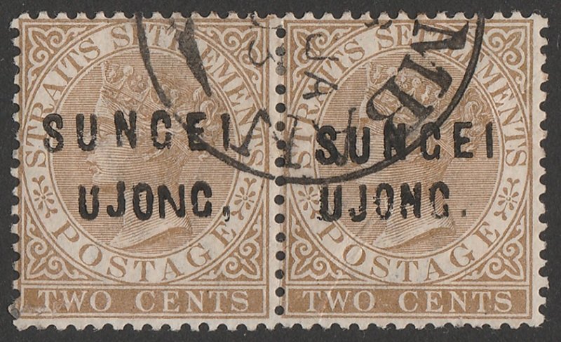 MALAYA - Sungei Ujong 1883 QV 2c se-tenant pair, SG types 12+20 & 12+9. 