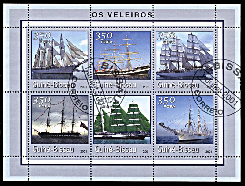 Guinea-Bissau Michel 1707-1712, CTO, Sailing Ships miniature sheet