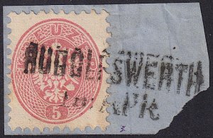 Austria - 1864 - Scott #24 - used on piece - RUDOLFSWERTH pmk Slovenia