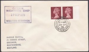 GB SCOTLAND 1970 cover OCEAN WEATHER SHIP cachet - Greenock cds.............x965 