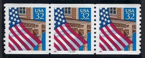 United States 2913 MNH COIL STRIP OF 3 P587-1