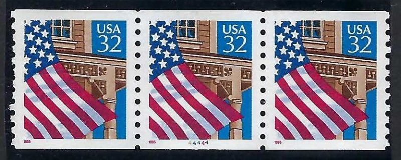 United States 2913 MNH COIL STRIP OF 3 P587-1