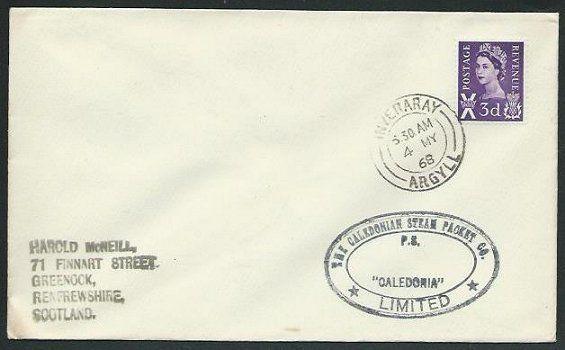 GB SCOTLAND 1968 cover Clyde Steamer P.S. CALEDONIA cachet............38050