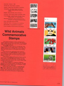 US SP1025 Wild Animals 2709a Souvenir Page FDC