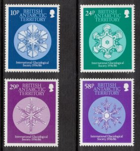 BRITISH ANTARCTIC 1986 Glaciological Society; Scott 133-36, SG 151-54; MNH