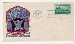 WW2 Patriotic 1945 STAEHLE HONORING ARMED FORCES COAST GUARD 936-27 FDC