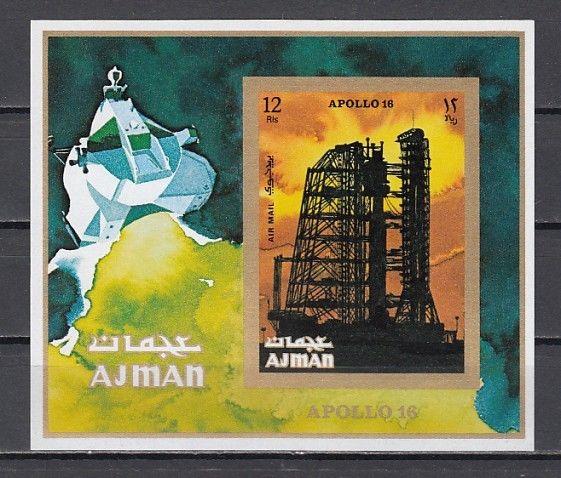 Ajman, Mi cat. 1020, BL301 B. Apollo 16, IMPERF Space s/sheet. ^