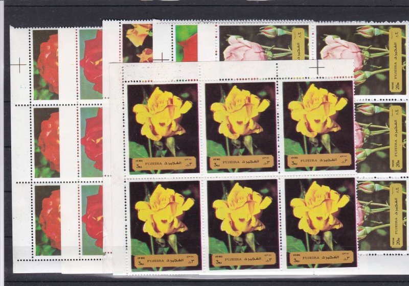 Fujeira Roses Mixed Colours Mint Never Hinged Stamps Blocks Ref 27806 