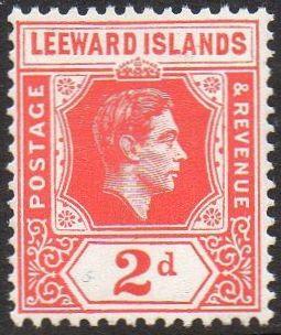 Leeward Islands 1949 2d scarlet MH