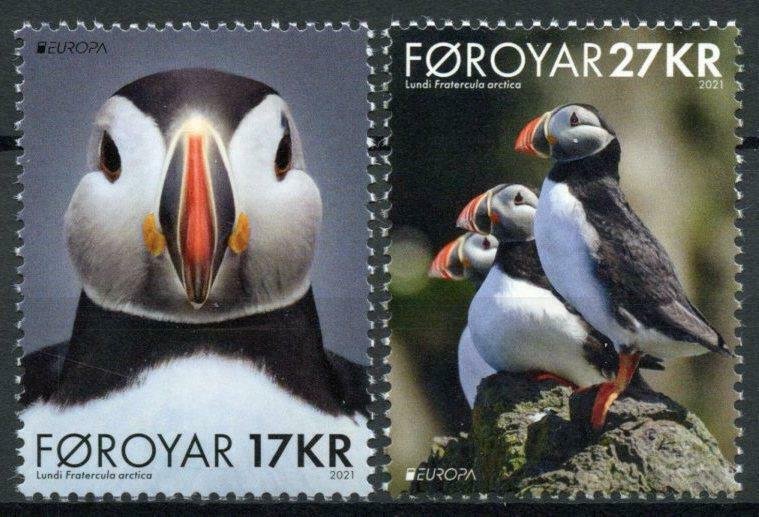 Faroes Faroe Isl Europa Stamps 2021 MNH Endangered Natl Wildlife Puffins 2v Set