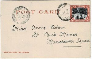 Jamaica 1906 Port Royal cancel on postcard to Kingston