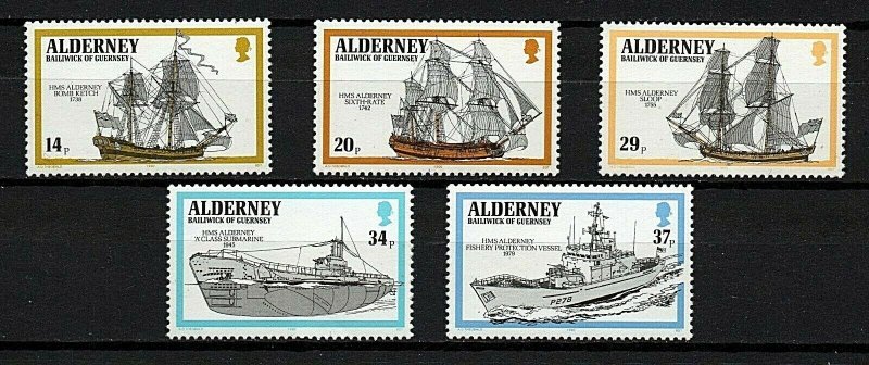 EDSROOM-6298 Great British Alderney 55-59 MNH HMS Alderney