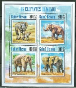 GUINEA BISSAU 2014 ELEPHANTS OF THE WORLD SHEET OF FOUR STAMPS