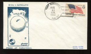 AUG 12 1960 ECHO 1 SATELLITE Launch Goldcraft Cover PORT CANAVERAL FL (LV 819)