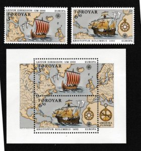 Faroe Islands # 236-237, 238, Europa - Ships, Mint NH, 1/2 Cat.