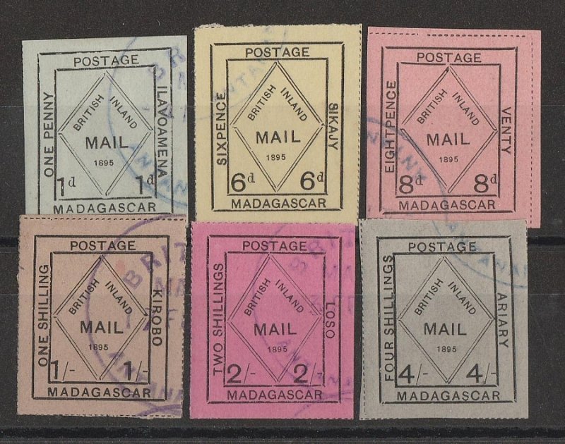 MADAGASCAR - BRITISH CONSULAR 1895 Typeset 1d to 4/- (no 4d). 