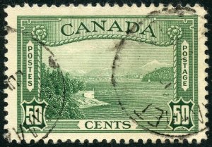 Canada Scott 244 UH - 1938 50c Vancouver Harbor - SCV $6.00