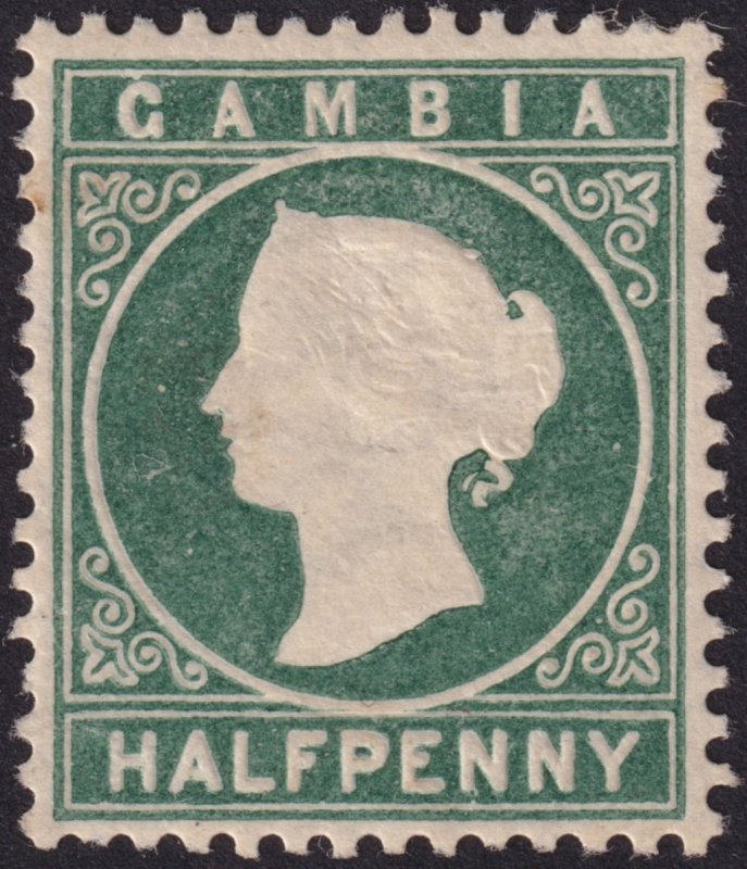 Gambia 1887 #12a vf mh; ½d Deep Green