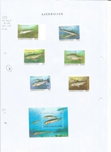 AZERBAIJAN - 1993 - Fishes - Perf 7v Set & Souv Sheet - Mint Lightly Hinged