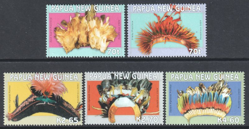 Papua New Guinea #1126-1130  MNH - Headdress Art partial set (2004)