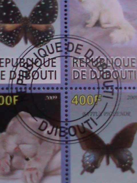 ​DJIBOUTI-2099 COLLECTIBLES-BEAUTIFUL CATS & LOVELY BUTTERFLIES-CTO S/S VF
