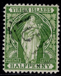 BRITISH VIRGIN ISLANDS QV SG43, ½d yellow-green, FINE USED.