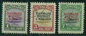 GREENLAND #19-21 (19-21) 1-7ore Harp Seal, used, VF, Scott $225.00