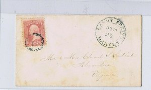 US 64b 1861 on cover tied by fancy cancel Sandy Spring MD postmark PF cert