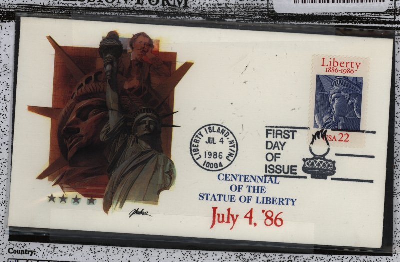 US 2224 22c Statue of Liberty FDC; fleetwood unaddressed