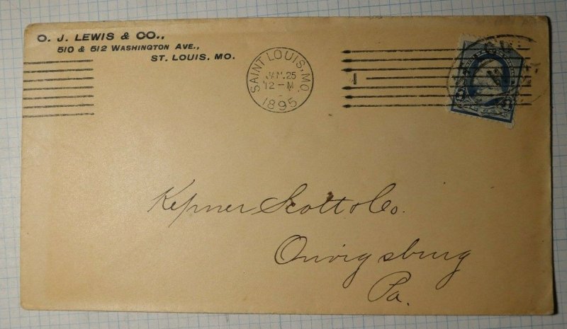 US Sc# 219 Used On Cover OJ Lewis & Co St Louis MO 1895 Machine & Hand Cancel