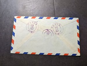 1947 Registered USA Airmail Cover Hilo HI to York PA Michiro Mizutari