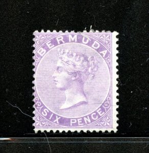 Bermuda #5 (B607) Queen Victoria 6 p lilac, wmk 1, M, H, F-VF